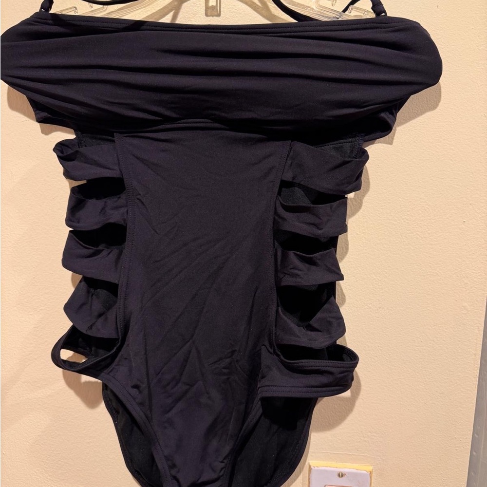 Kenneth Cole Black Ruffle  One Piece